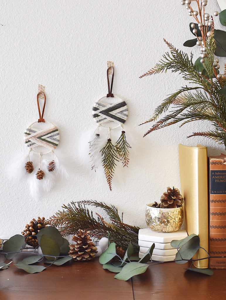 Woven Dream Catcher Ornament - Pine