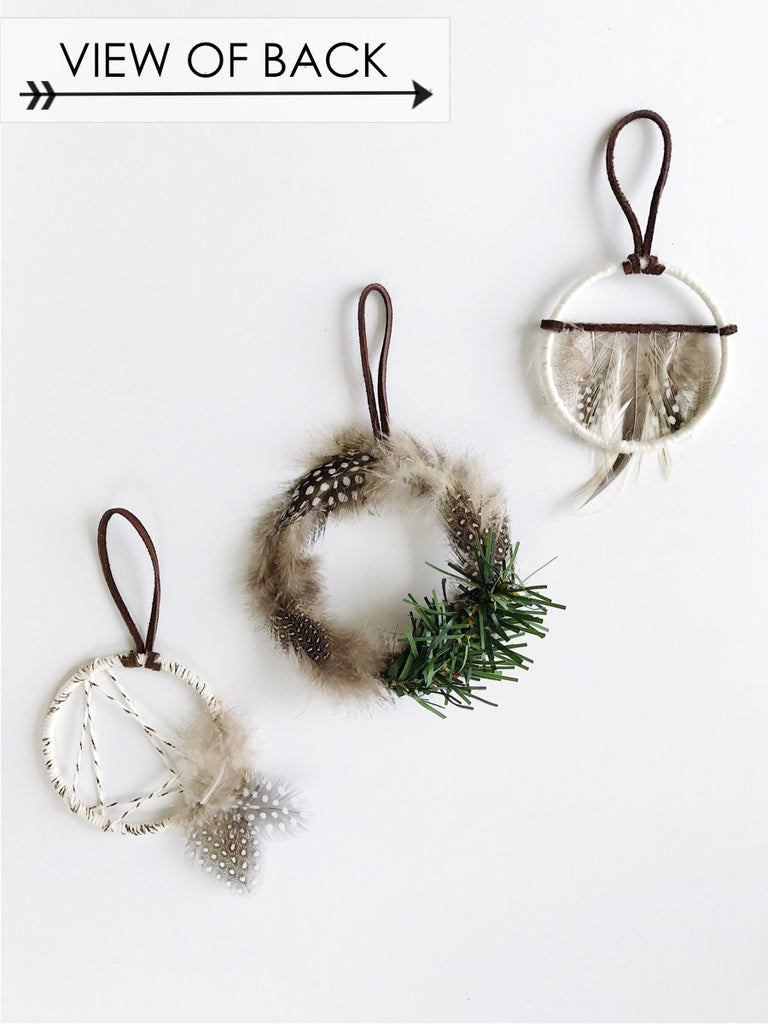 Holly Berry Feather Wreath Ornament